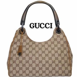 NEW GUCCI Monogram GG Wood Top Handle Hobo Bag